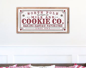 Santa's Cookie Co Farmhouse Sign: North Pole Christmas Decor