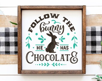 Easter Chocolate, Easter Decor, Easter Eggs, Easter Bunny, Easter Sign, Easter Candy Decor, Farmhouse Spring Sign, Wood Sign, Gifts for Home