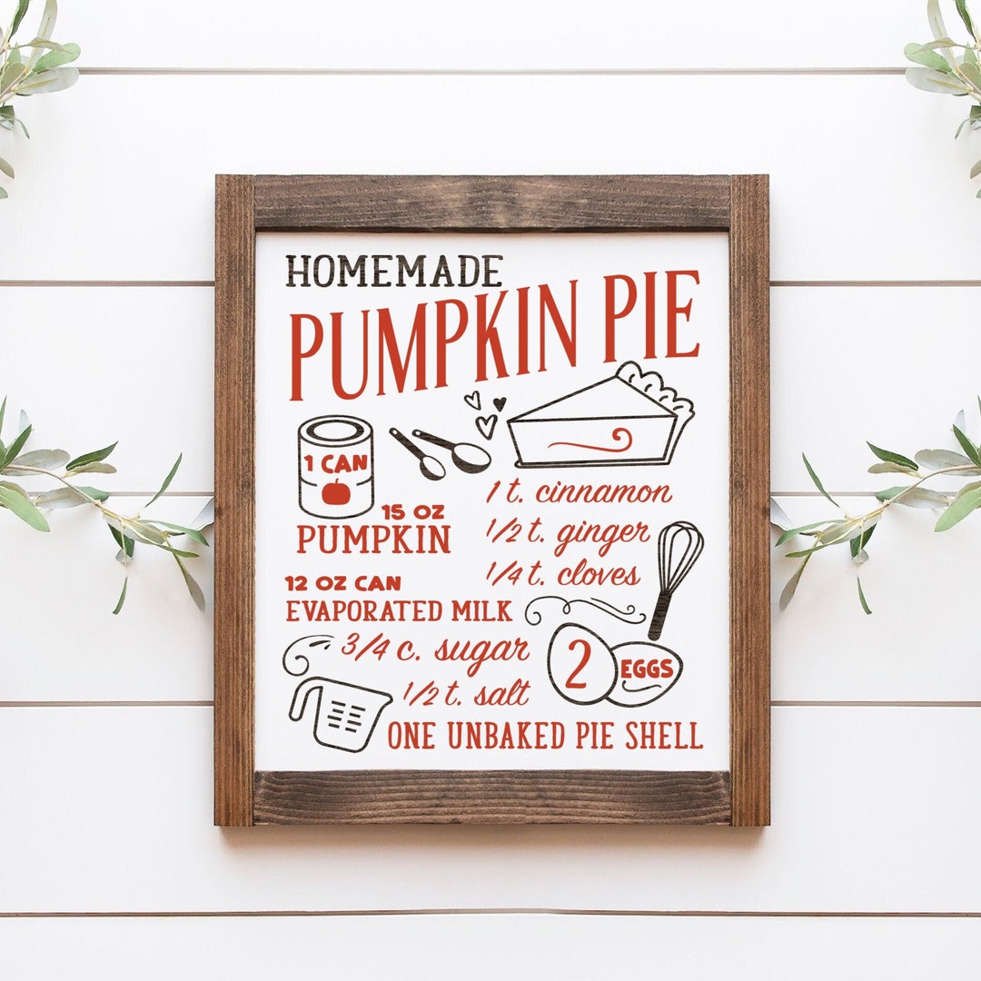 Pumpkin Pie, Fall Recipe Decor, Pumpkin Decor, Laser Engrave, Cozy ...