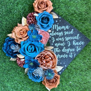 Custom Graduation Cap - Personalized with Your Design 2024 - Class of 2025 - Flower Graduation Cap Design - Handmade