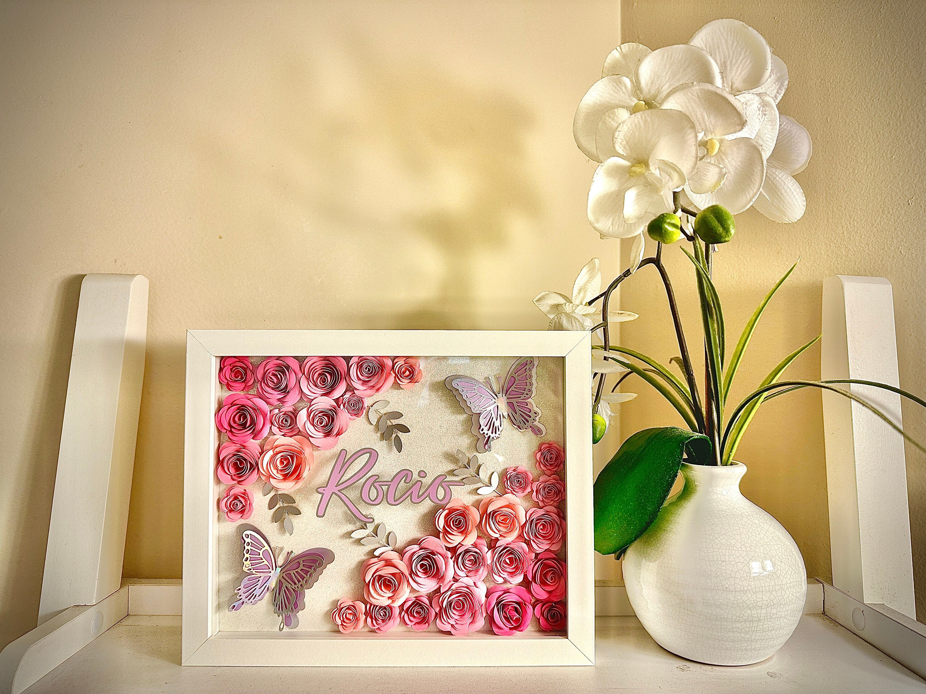 Personalized Flower 8" x 10" Shadow Box, Unique Birthday Gift, Flower Shadow Box, Gifts for Her