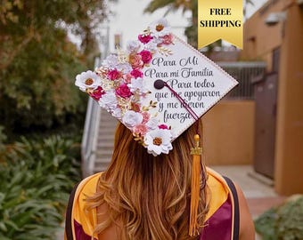 Custom Floral Graduation Cap Topper | Class of 2026 Grad Cap Decoration
