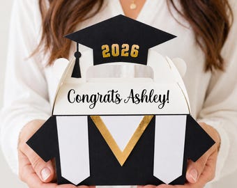 Personalized Grad Gift Box | Graduation Treat Box | Graduation Party Favor | Graduation Party Decor | Custom Grad Gift Box