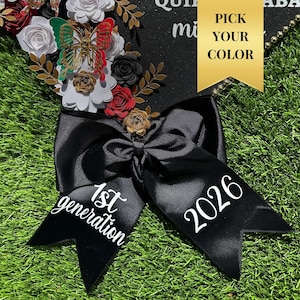 Custom Graduation Cap Bow 2026 | First Gen, Name or Major | Cultural & Rhinestone and Pearls | Personalized Grad Cap Accessory | Handmade