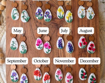 Handmade Birth Month Flower Dangles. Lightweight Polymer Clay. Beautiful 3d Flowers