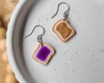 Peanut Butter and Jelly Earrings! Sweet and quirky and fun hypoallergenic dangles!
