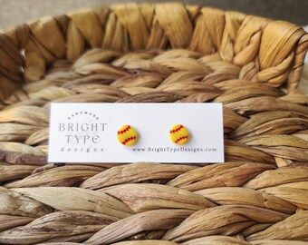 Softball Stud Earring, Hand painted polymer clay earrings, hypoallergenic, stainless steel studs perfect for game day!
