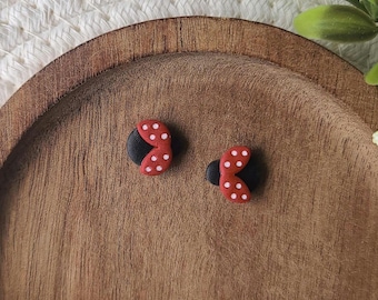 Ladybug Stud Earrings: Hand-Painted Polymer Clay, Stainless Steel