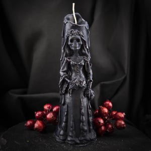Candela scheletro in cera di soia: Exu Caveira e Santa Muerte
