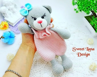 Crochet Lovey Pattern, Crochet PATTERN Baby Lovey Toy, Security blanket, Comforter, cute Cat lovey