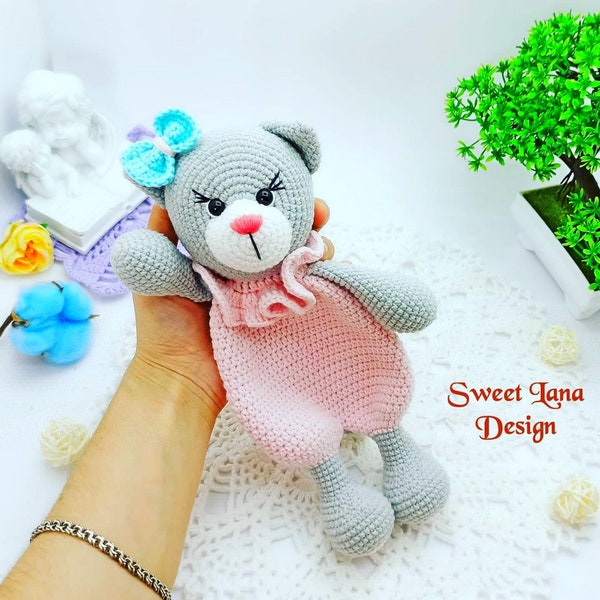 Crochet Lovey Pattern, Crochet PATTERN Baby Lovey Toy, Security blanket, Comforter, cute Cat lovey