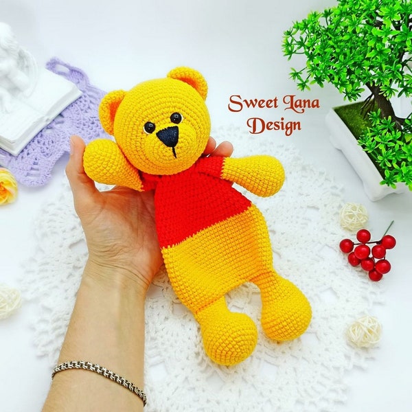 Crochet Lovey Pattern, Crochet PATTERN Baby Lovey Toy, Security blanket, Comforter, cute Bear lovey