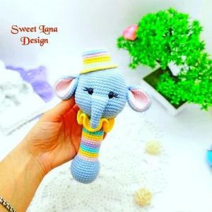 Crochet PATTERN Baby Rattle, Elephant rattle PATTERN, Newborn toy pattern, Crochet baby rattle