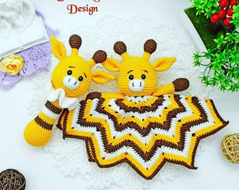 Crochet PATTERN Baby Lovey Toy, Security blanket, Crochet Baby Rattle, Giraffe Lovey Pattern, Comforter