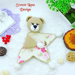 Crochet Lovey Pattern, Crochet PATTERN Baby Lovey Toy, Security blanket, Comforter, cute Bear lovey