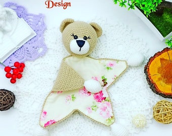 Crochet Lovey Pattern, Crochet PATTERN Baby Lovey Toy, Security blanket, Comforter, cute Bear lovey