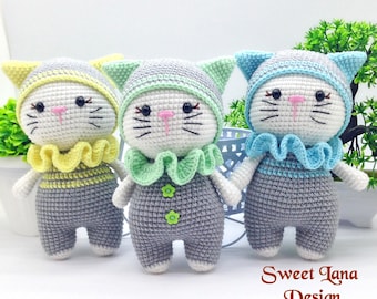 Crochet cat pattern, cat stuffed animal, amigurumi cat pattern