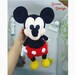 Handmade Crochet Big Ear Mouse Toy in Blue Jumpsuit