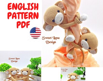 Curtain tie back Crochet Pattern, Curtain tie back MONKEY Amigurumi Crochet pattern, left or right side, PDF Digital