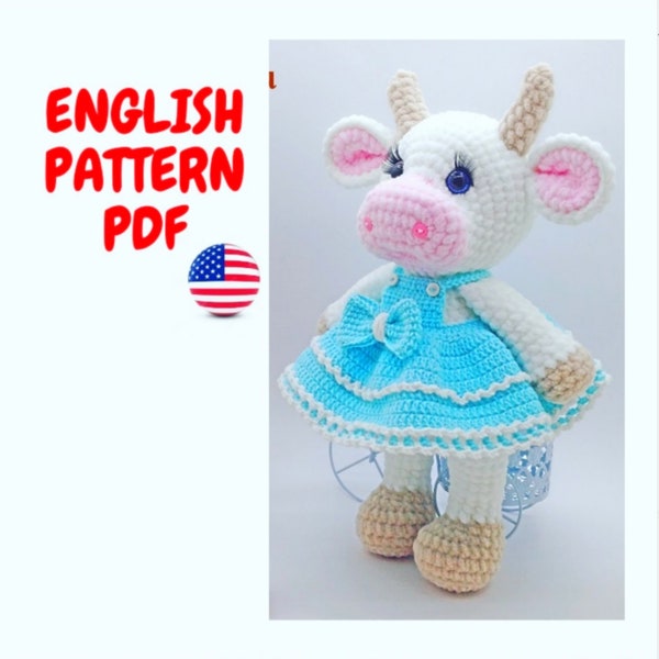 Cow crochet pattern, Plush crochet cow, Stuffed animal amigurumi pattern