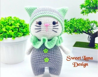 Crochet cat pattern, cat stuffed animal, amigurumi cat pattern