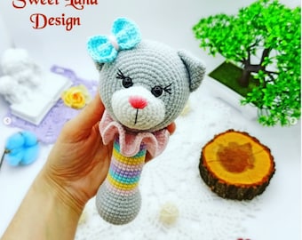 Crochet PATTERN Baby Rattle, Cat rattle PATTERN , Newborn toy pattern, Crochet baby rattle