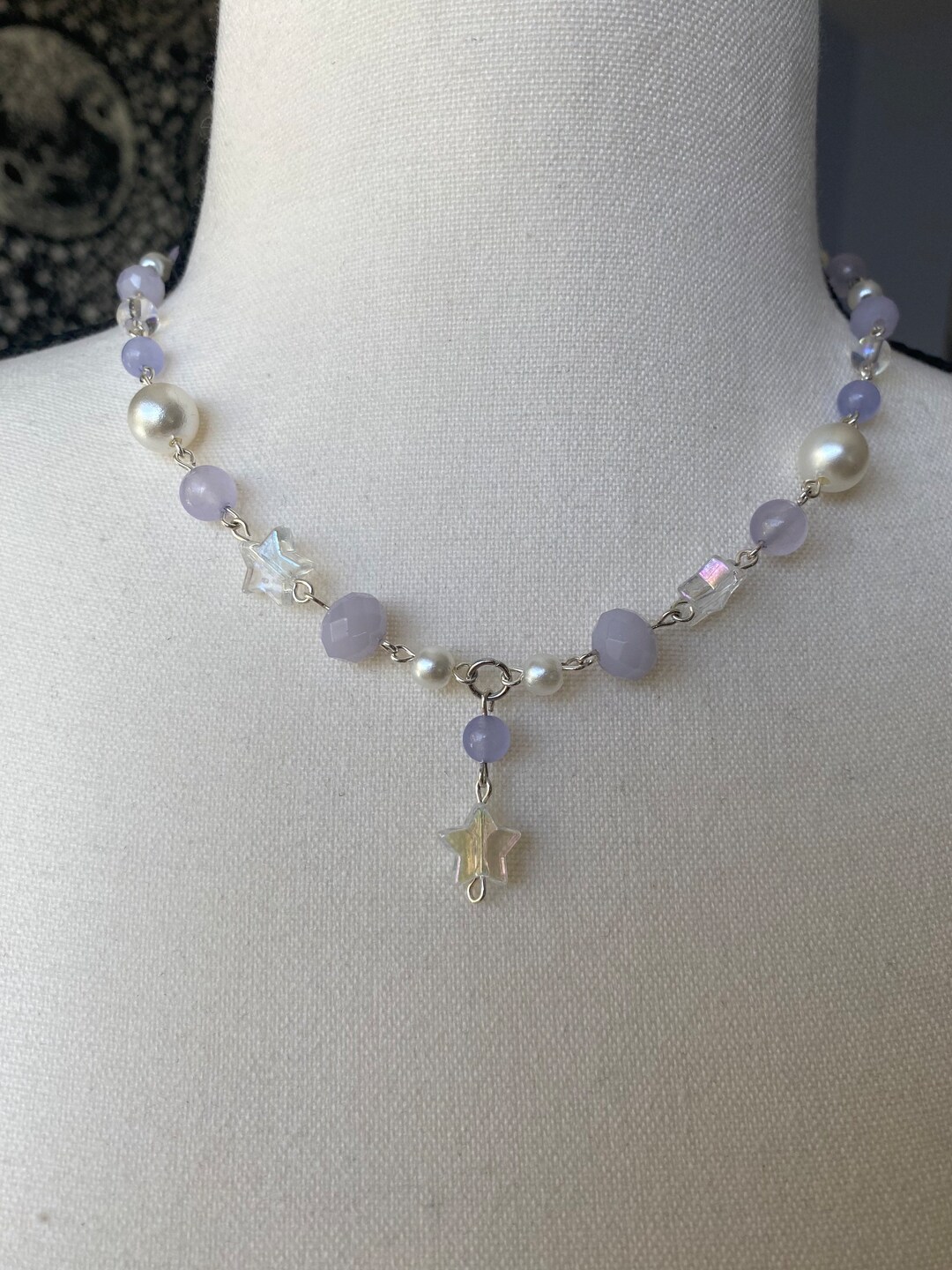 Lucky Star 925 Sterling Silver Crystal Necklace - Purple