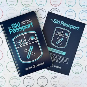 Ski Passport Journal+Sticker Bundle lets Skiers + Riders CAPTURE their adventures on every mountain explored!  US Sticker set included!