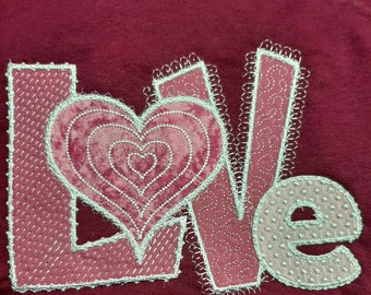 Digital Machine Embroidery Design Love Applique Super Cute! PES + More 5X7