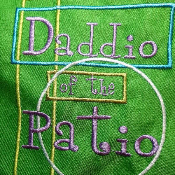 Daddio of the Patio Digital Embroidery file for Apron PES + More Beatnik Father's Day Barbeque