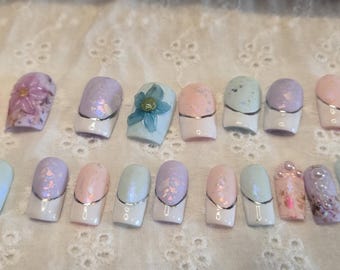 Pastel Opal French Press On Nails | Soft Summer Statement Nails