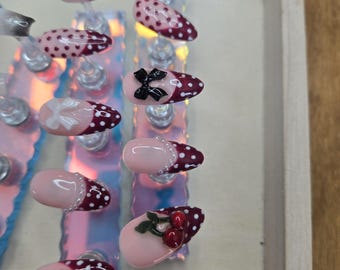 Burgundy Cherry french tip Press On Nails | Artistic Soft  Design