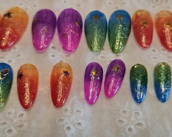 Neon Floral Press On Nails | Bright Summer Statement Nails