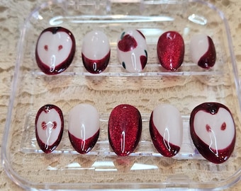 Handmade Cat-eye Apple Press On Nails | Summer small Almond LuxuryNail Set