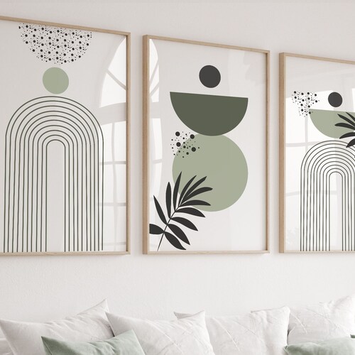 Boho Sage Green Wall Art Prints Set of 3 UNFRAMED Etsy UK