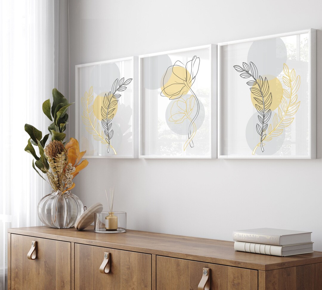 Set of 3 Printable Wall Art Instant Download Yellow Flower - Etsy