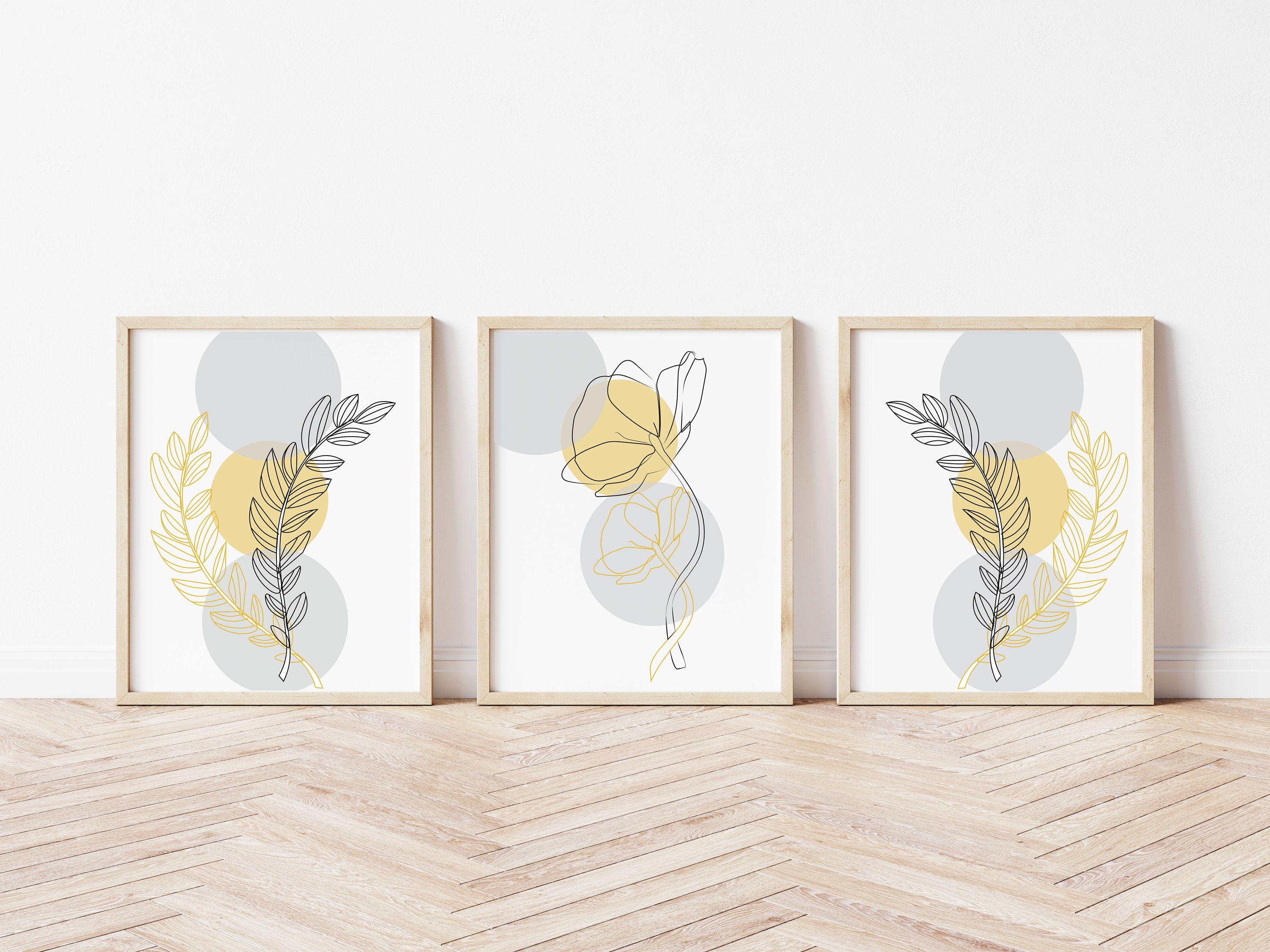 Yellow Wall Art Prints Yellow Grey Wall Prints Flower Wall Etsy