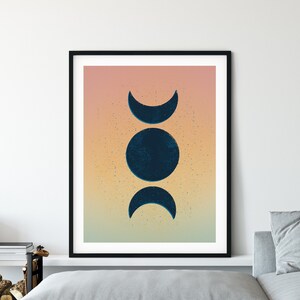 Moon Phases Art Print DOWNLOAD Rainbow Decor for Office Modern Home decor Witchy Art