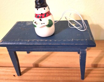 Dollhouse miniature vintage snowman light ready for the inside or outside of the dollhouse