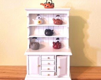 Handcrafted Miniature Dollhouse Tea Kettle: Polymer Clay, Removable Lid