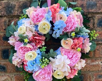 The pastel one! / artificial flower door wreath/ faux flower wreath/ door wreath/ summer wreath/ pastel wreath