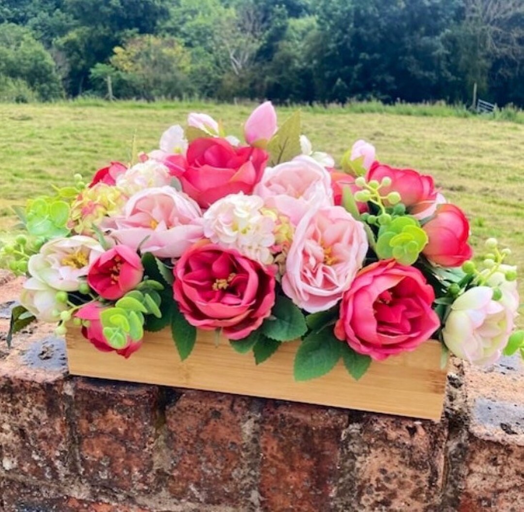 Window Flower Box/ Faux Flower Arrangement/ Faux Flowers/ Garden Roses/ Mothers Day Gift