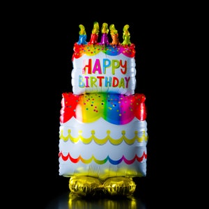 2 x Palloncino Jumbo Happy Birthday Cake Palloncino Happy Birthday autoportante alto 124 cm