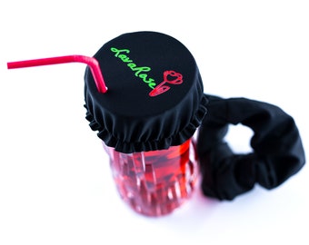 Lavarose drink covers anti spike scrunchie designed for your safety and piece of mind. Reusable and washable.