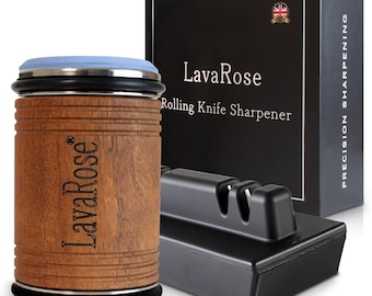 LavaRose rolling sharpener kit, diamond steel, magnetic edge with rolling sharpener discs, better than wet stone