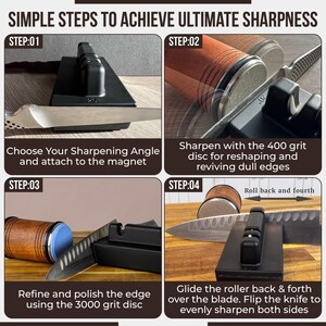 LavaRose rolling sharpener kit, diamond steel, magnetic edge with rolling sharpener discs, better than wet stone image 6