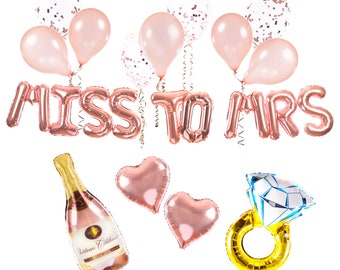 Miss to Mrs hen party decorations for bride to be 23 pcs. MISS TO MRS balloons, champagne balloon, Bride to be party decoration set.
