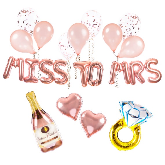 Miss to Mrs hen party decorations for bride to be 23 pcs. MISS TO MRS balloons, champagne balloon, Bride to be party decoration set.