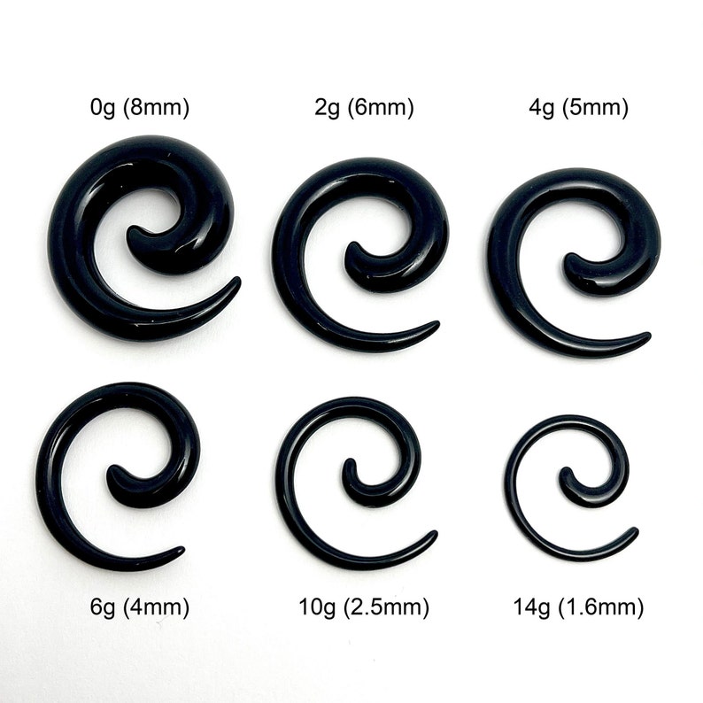 Black Spiral Ear Tapers Solid Acrylic Ear Gauge Horn Spirals Etsy