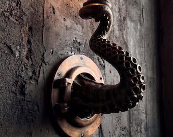 Aplique Pared Tentáculo Pulpo, Lámpara Cthulhu Lovecraft, Decoración Steampunk Gótica, Casquillo E27 E15, Interruptor Oculto, Custom Light